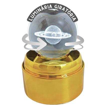 Imagem de Luminária de Mesa com rotação infinita em Esfera de Cristal 3d Decorativa Abajur Presente