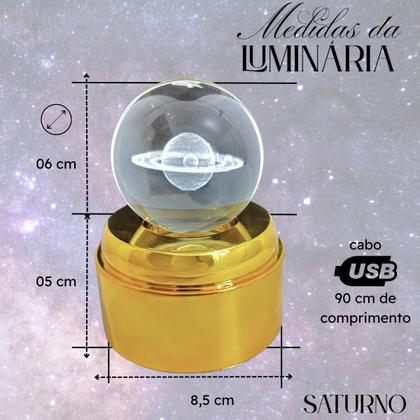Imagem de Luminária de Mesa com rotação infinita em Esfera de Cristal 3d Decorativa Abajur Presente
