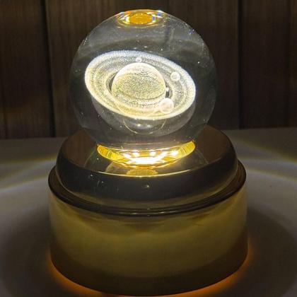 Imagem de Luminária de Mesa com rotação infinita em Esfera de Cristal 3d Decorativa Abajur Presente