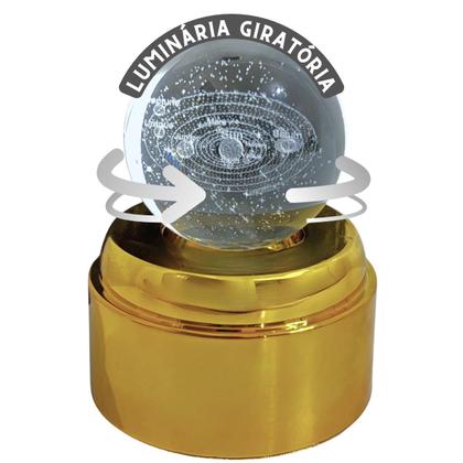 Imagem de Luminária de Mesa com rotação infinita em Esfera de Cristal 3d Decorativa Abajur Presente