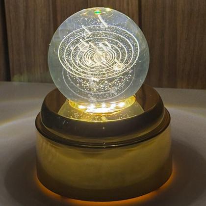 Imagem de Luminária de Mesa com rotação infinita em Esfera de Cristal 3d Decorativa Abajur Presente