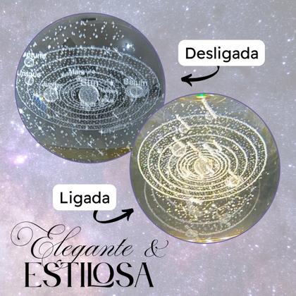 Imagem de Luminária de Mesa com rotação infinita em Esfera de Cristal 3d Decorativa Abajur Presente
