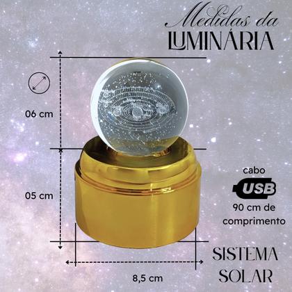 Imagem de Luminária de Mesa com rotação infinita em Esfera de Cristal 3d Decorativa Abajur Presente