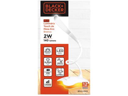 Luminária de Mesa de LED Black+Decker - com 3 Intensidades Eco Imagem de Luminária de Mesa de LED Black+Decker