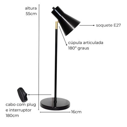 Imagem de Luminária de Mesa Emma Com Cúpula Articulada