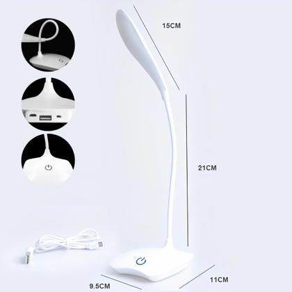 Imagem de Luminária De Mesa Led Articulável Com 3 Intensidades, Acendimento Touch, Haste Flexível, Alimentação USB, Ideal Para Estudos, Leitura E Trabalho