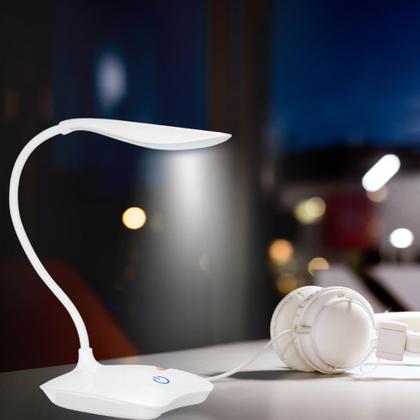 Imagem de Luminária De Mesa Led Articulável Com 3 Intensidades, Acendimento Touch, Haste Flexível, Alimentação USB, Ideal Para Estudos, Leitura E Trabalho