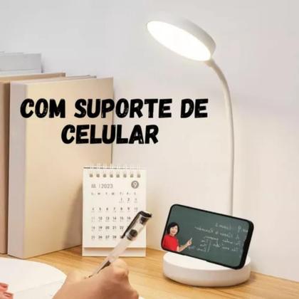 Imagem de Luminária De Mesa Led Bivolt Recarregável USB 3 Flexível Estudo Escritório Leitura Touch 