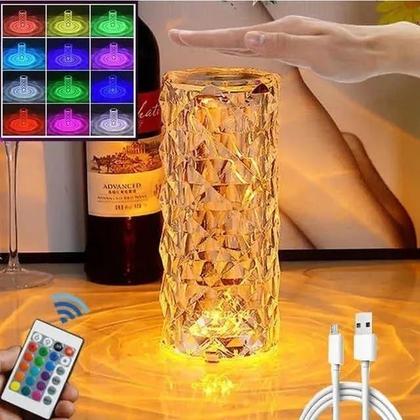 Imagem de Luminária de Mesa LED Multicor Cristal Decorativa Com USB 21cm