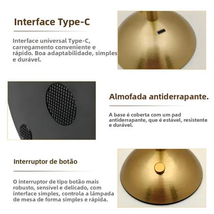 Imagem de Luminária De Mesa LED Regulável Com Sensor De Toque, Recarregável E Sem Fio, Luz Noturna Para