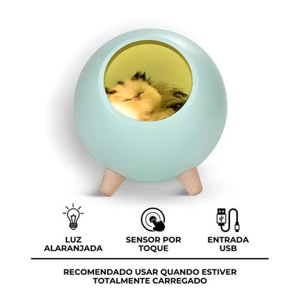 Imagem de Luminária De Mesa Noturna Gatinho De Pelúcia