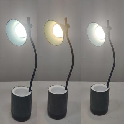 Imagem de Luminaria de Mesa Porta Objetos Touch Led Abajur Flexivel Iluminado Articulada Organizador 3 Cores Suporte Lapis Canetas Material Home Office Escritor