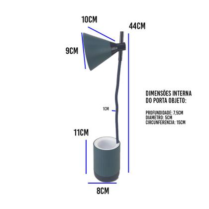 Imagem de Luminaria de Mesa Porta Objetos Touch Led Abajur iluminado Articulada 3 Cores Flexivel Suporte Lapis Canetas Material Home Office Escritorio Moderna