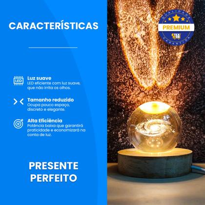 Imagem de Luminaria De Mesa Projetor LED 3D Decoração Base De Madeira