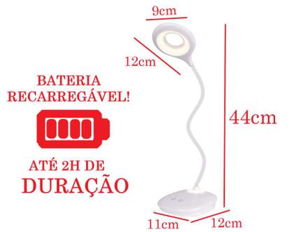 Imagem de Luminária de Mesa Recarregável Articulável Touch Abajur LED