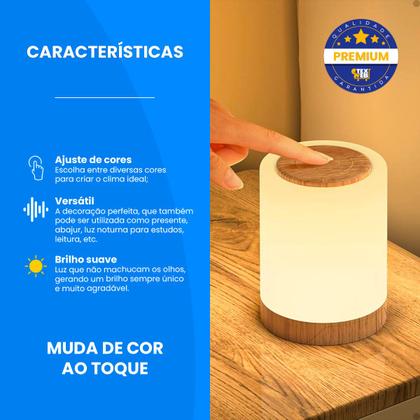 Imagem de Luminaria De Mesa Recarregável Quarto Sala Corredor Led Rgb