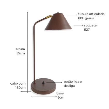 Imagem de Luminária de Mesa Tarsila Com Cúpula Articulada