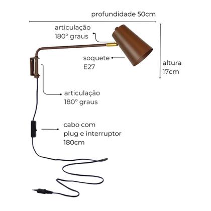 Imagem de Luminária de Parede Arandela Articulada Rita