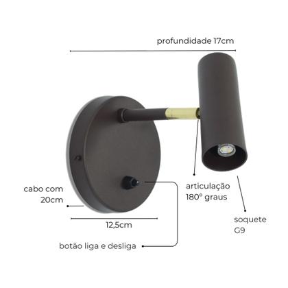 Imagem de Luminária de Parede Arandela Articulada Sofhie