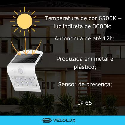 Imagem de Luminária de Parede Arandela Externa Energia Solar Sunshine Com Sensor AS2 IP65 LED 6500K 3W Taschibra