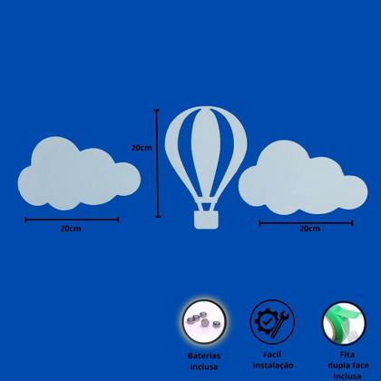 Imagem de Luminária de parede kit balão magico led luminoso decoração para quarto de criança