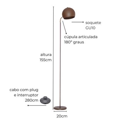 Imagem de Luminária de Piso Gardner Com Cúpula Articulada