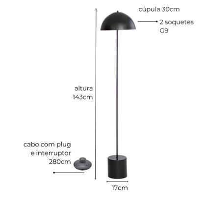 Imagem de Luminária de Piso Komaco K Com Cúpula Fixa