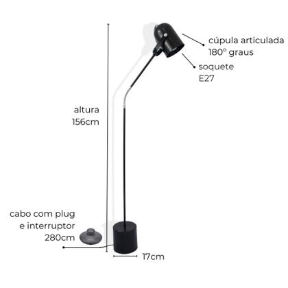 Imagem de Luminária de Piso Nelle Com Cúpula Articulada