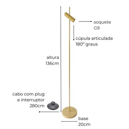 Imagem de Luminária de Piso Sofhie Dourada Com Cúpula Articulada Edição Especial