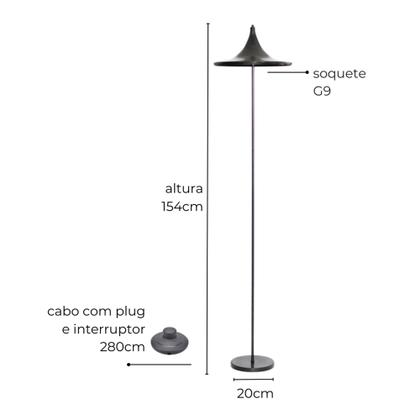 Imagem de Luminária de Piso Tomiko Com Cúpula Fixa Edição Oriental