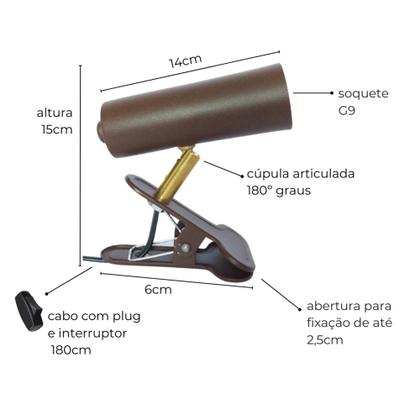 Imagem de Luminária de Presilha com Garra Sofhie