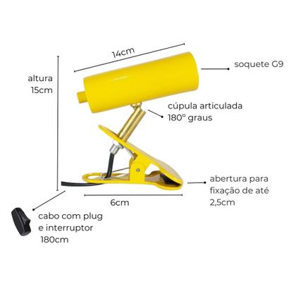 Imagem de Luminária de Presilha com Garra Sofhie