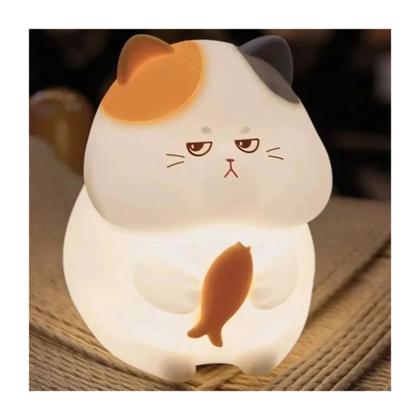 Imagem de Luminária De Silicone Nocturna Gato Recarregável Toque Fofa