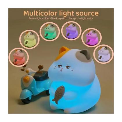 Imagem de Luminária De Silicone Nocturna Gato Recarregável Toque Fofa