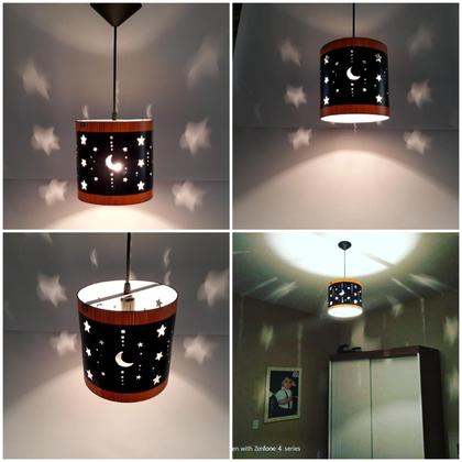 Imagem de Luminária De Teto Infantil Lua E Estrelas Para Quarto (Rosa)