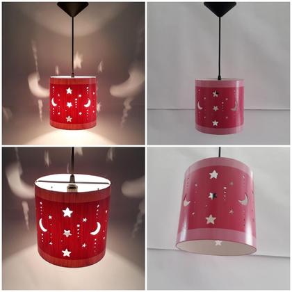 Imagem de Luminária De Teto Infantil Lua E Estrelas Para Quarto (Rosa)