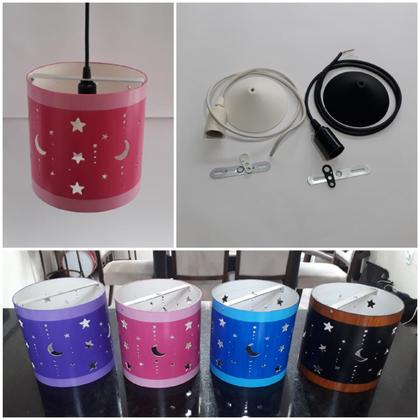 Imagem de Luminária De Teto Infantil Lua E Estrelas Para Quarto (Rosa)