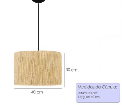 Imagem de Luminária  de Teto Lustre Cúpula Redonda Acabamento em Corda Sisal Cozinha Varanda