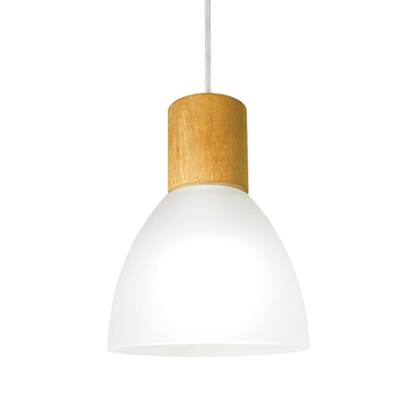 Imagem de Luminária de Teto Pendente Lenna Vidro Com Detalhe Madeira 1 Lâmpada E27 Bivolt