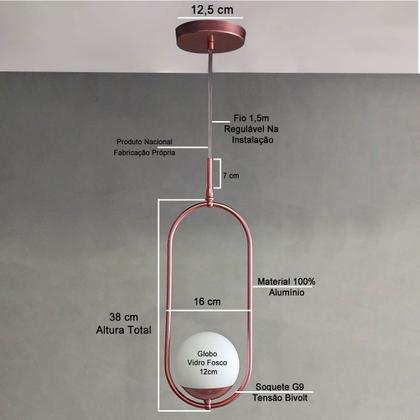Imagem de Luminaria De Teto Pendente Para Lavabo Quarto Cabeceira Banheiro Globo Vidro Tensao Bivolt