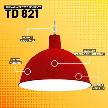 Imagem de Luminária de Teto Pendente Taschibra TD 821 1XE27