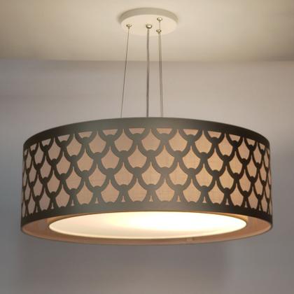 Imagem de Luminária de Teto Pendente Trama Cúpula Dupla Bronze 40x16