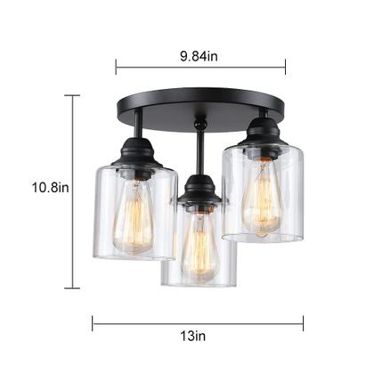 Imagem de Luminária de teto SINMILA Semi Flush Mount com 3 luzes de vidro transparente