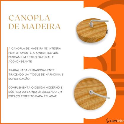 Imagem de Luminária De Teto Suspensa De Cesta de Fibra de Bambu Natural Artesanal 