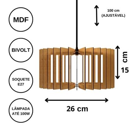 Imagem de Luminária De Teto Tipo Pendente MV Utilidades & Decorações MDF - Fiação Completa