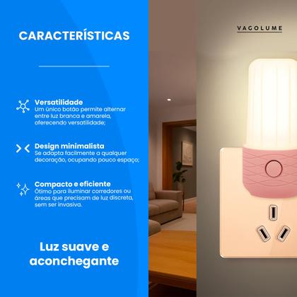Imagem de Luminaria De Tomada Abajur LED Noturno Quarto Sala Corredor