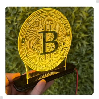 Imagem de Luminária Decorativa  Cripto Moeda Bitcoin Abajur 12cm