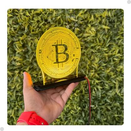 Imagem de Luminária Decorativa  Cripto Moeda Bitcoin Abajur 12cm