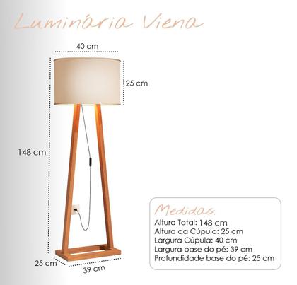 Imagem de Luminária Decorativa De Chão Tripé Madeira Design Minimalista Sala Estar Quarto Luxo Premium