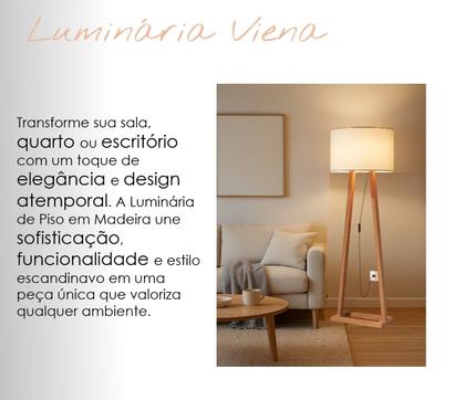 Imagem de Luminária Decorativa De Chão Tripé Madeira Design Minimalista Sala Estar Quarto Luxo Premium